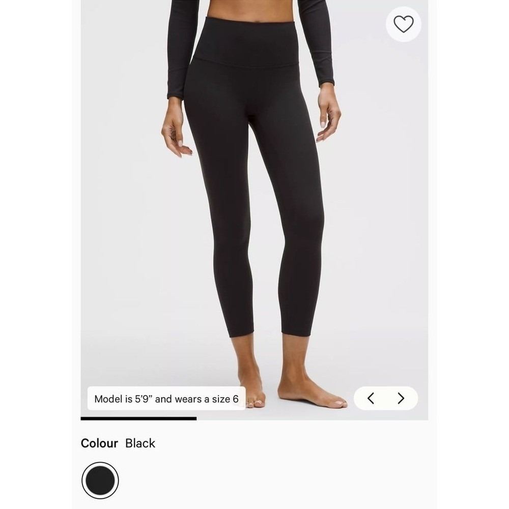Women's size 4 Lululemon Align HR (high-rise) 25" black athletic leggings.